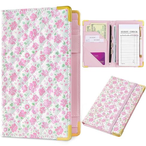 Server Book, Waitress Book with Zipper Pocket, Cute Server Books for Waitress with Pen Holder, Leather Serving Books Fits Servers Aprons in Kuwait