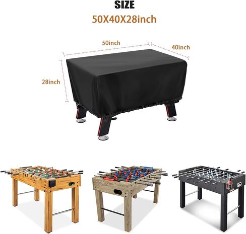 غطاء طاولة كرة قدم - غطاء طاولة كرة قدم مقاوم للماء، غطاء طاولة كرة قدم للاستخدام الداخلي والخارجي - مقاس 57 بوصة طول × 45 بوصة عرض × 30 بوصة ارتفاع، أسود in Kuwait