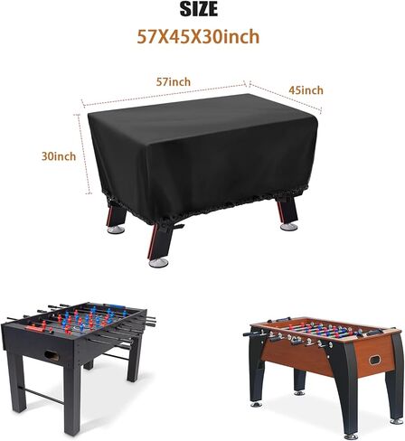 غطاء طاولة كرة قدم - غطاء طاولة كرة قدم مقاوم للماء، غطاء طاولة كرة قدم للاستخدام الداخلي والخارجي - مقاس 57 بوصة طول × 45 بوصة عرض × 30 بوصة ارتفاع، أسود in Kuwait