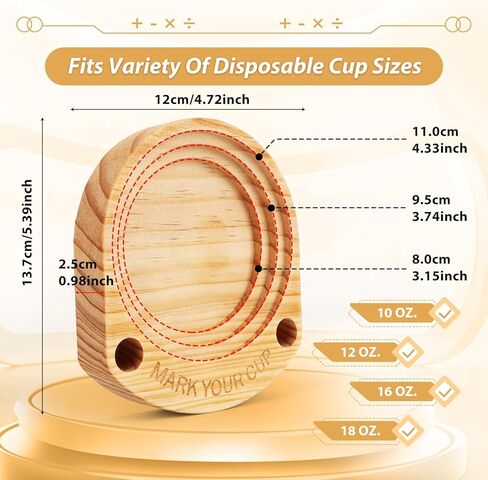 أساسيات الاستضافة: حامل المشروبات والأكواب مع فتحة قلم التحديد - يمنع الاختلاط في الحفلات وحفلات الشواء وحفلات الزفاف والطهي وأعياد الميلاد - منظم خشبي يناسب أحجام الأكواب العالمية التي يمكن التخلص منها in Kuwait