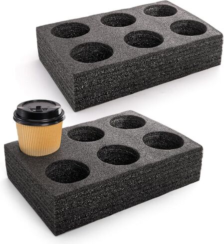 ZOOFOX 2 Pack Drink Carrier for Delivery, 6 Cup Reusable Foam Coffee Tray for Hot and Cold Drinks, to Go Drink Holder for Beverages, Delivery, Take Out, Outdoors in Saudi Arabia