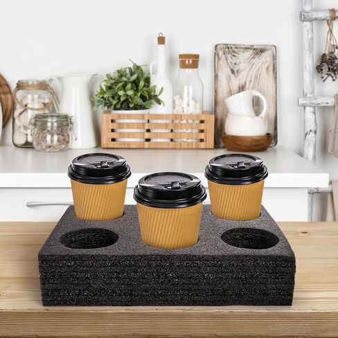 ZOOFOX 2 Pack Drink Carrier for Delivery, 6 Cup Reusable Foam Coffee Tray for Hot and Cold Drinks, to Go Drink Holder for Beverages, Delivery, Take Out, Outdoors in Saudi Arabia