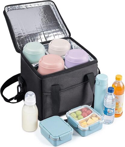 حامل مشروبات معزول بـ 4 أكواب من إنفانزيا مع مقبض - فواصل قابلة للإزالة، حامل أكواب محمول قابل للطي مع حزام كتف، حقيبة حمل مضادة للتسرب قابلة لإعادة الاستخدام لسائقي التوصيل، السيارة، السفر، النزهة in Kuwait