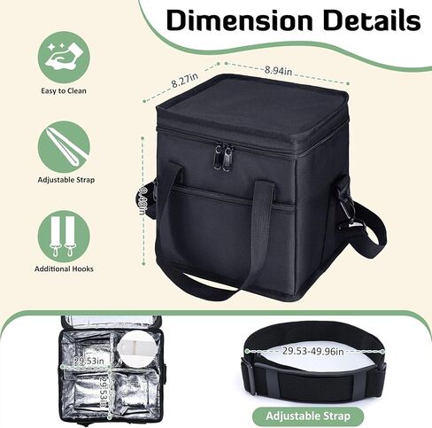 حامل مشروبات معزول بـ 4 أكواب من إنفانزيا مع مقبض - فواصل قابلة للإزالة، حامل أكواب محمول قابل للطي مع حزام كتف، حقيبة حمل مضادة للتسرب قابلة لإعادة الاستخدام لسائقي التوصيل، السيارة، السفر، النزهة in Kuwait