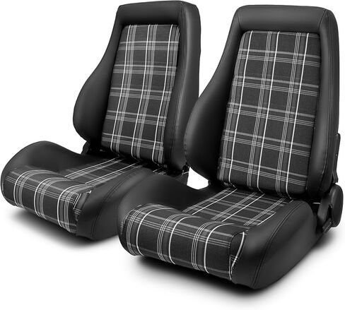 ModifyStreet Universal Classic Plain Gray PVC Reclinable OBS Style Seats Pair in Kuwait