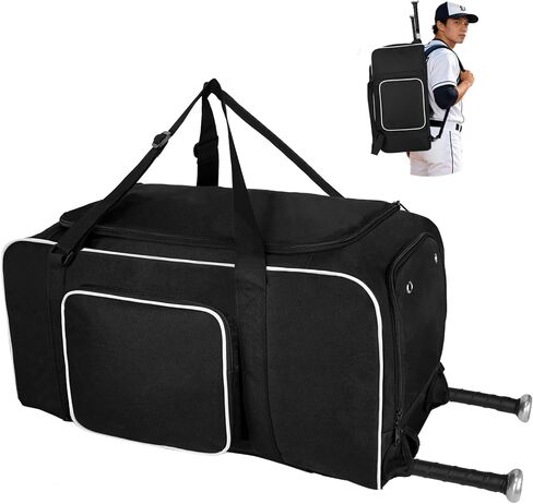 حقيبة بيسبول LARIPOP، حقيبة من القماش الخشن للشباب البالغين، حقيبة معدات رياضية سعة 70 لتر مع أكمام الخفافيش وحجرة للأحذية in Kuwait