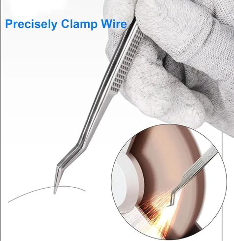 ملاقط دقيقة Aax-17، ملاقط مدببة منحنية من الفولاذ المقاوم للصدأ مضادة للكهرباء الساكنة، للإلكترونيات واللحام والأعمال المخبرية وصناعة المجوهرات والحرف اليدوية وإصلاح سلك خط القفز للوحة الأم للهاتف المحمول in Kuwait