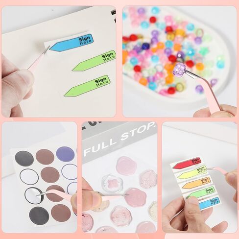 2 Pcs Craft Tweezers for Stickers,Pink Sticker Tweezers,Stainless Steel Sticker Tweezer for Scrapbooking,Straight and Curved Tip Tweezer for Lash Extensions,Crafting,Dried Flowers in Saudi Arabia