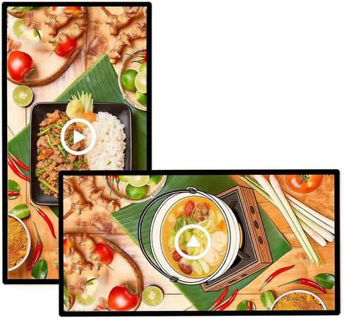 شاشة إعلانية LED رقمية IPS بدقة 1920 × 1080، شاشة إعلانية مثبتة على الحائط، استخدام أفقي ورأسي، تدعم تشغيل الصور والفيديو USB غير تعمل باللمس - 23.6 بوصة in Kuwait