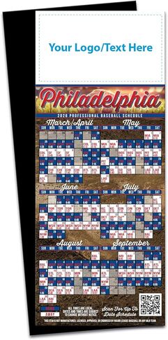 2026 Pro Baseball Sports Schedule (Philadelphia) - 250 Quantity - Add Your Logo & Imprint - Fridge Magnets - Promotional Item, Business Advertising Products in Saudi Arabia