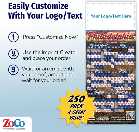 2026 Pro Baseball Sports Schedule (Philadelphia) - 250 Quantity - Add Your Logo & Imprint - Fridge Magnets - Promotional Item, Business Advertising Products in Saudi Arabia