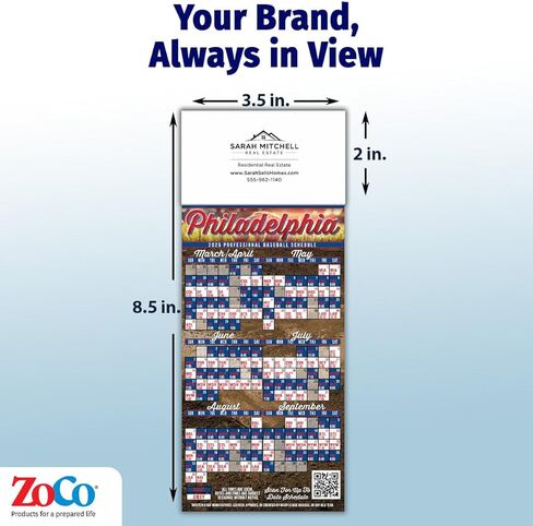 2026 Pro Baseball Sports Schedule (Philadelphia) - 250 Quantity - Add Your Logo & Imprint - Fridge Magnets - Promotional Item, Business Advertising Products in Saudi Arabia