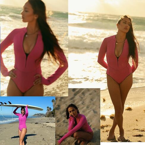 KMT Womens Wetsuit, Long Sleeve Shorty Wetsuits for Women 2mm Neoprene Front Zip Wet Suit Springsuit Swimming Surfing Diving Scuba Kayaking in Saudi Arabia
