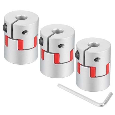 uxcell 3pcs D20 L25 5 مم إلى 8 مم عمود البرقوق المرن اقتران محرك الألومنيوم موصل العنكبوت المرن لآلة CNC للطابعة ثلاثية الأبعاد ومحرك متدرج مؤازر (لون فضي/أحمر) in Kuwait