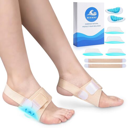 Arch Support Braces (10PCS) for Plantar Fasciitis Relief, Adjustable Compression Bands with 3-Level Height, Gel Pads & Replaceable Inserts, Arch Support Inserts Women & Men for Flat Feet, High & Fallen Arches (Black, One Size) in Saudi Arabia