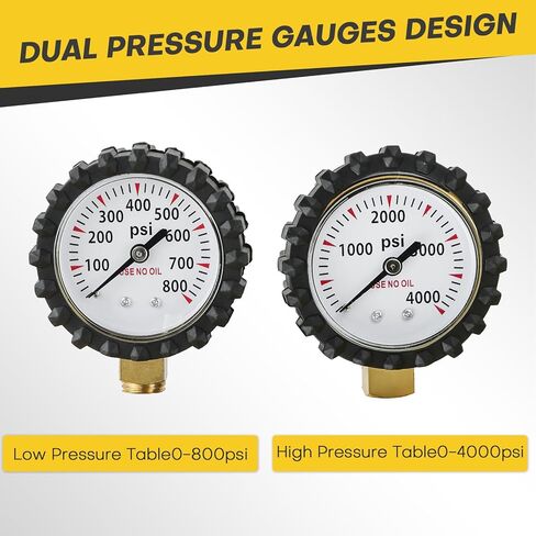 Nitrogen Gas Regulator Kit with Double Gauges, 0-800 PSI Delivery Pressure Range, 1/4" Male Outlet Connection and CGA580 Inlet, with 6.5 Ft Hose, Ideal for HVAC and Refrigeration in Saudi Arabia