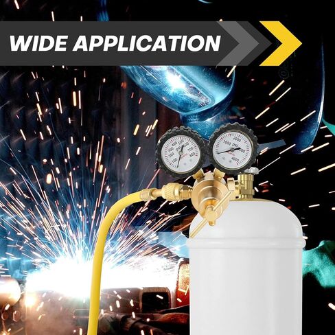 Nitrogen Gas Regulator Kit with Double Gauges, 0-800 PSI Delivery Pressure Range, 1/4" Male Outlet Connection and CGA580 Inlet, with 6.5 Ft Hose, Ideal for HVAC and Refrigeration in Saudi Arabia