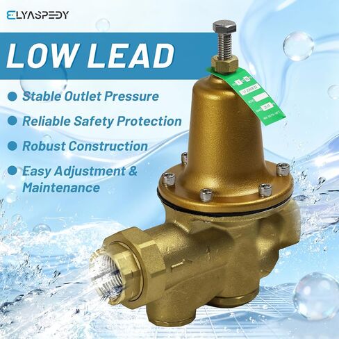 2026 صمام تخفيض ضغط المياه 1 بوصة NPT، استبدال مباشر لـ LF25AUB-Z3، قابل للتعديل 25-75 رطل لكل بوصة مربعة، الحد الأقصى 300 رطل لكل بوصة مربعة، هيكل من سبائك النحاس والسيليكون الخالي من الرصاص، مقعد بوليمر in Kuwait