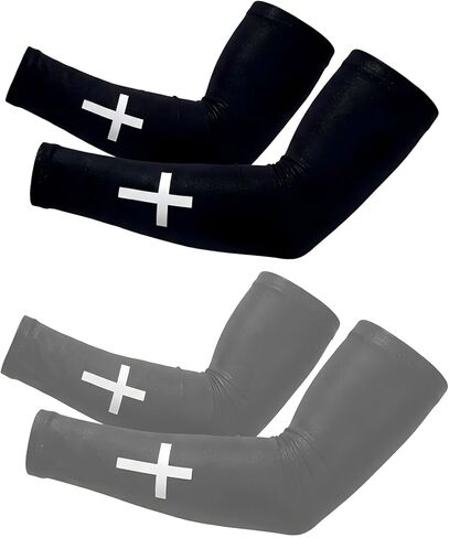 2 Pairs Christian Cross Compression Arm Sleeves, Sports Sleeves for Baseball, Running, Cycling Outdoor Sports in Kuwait