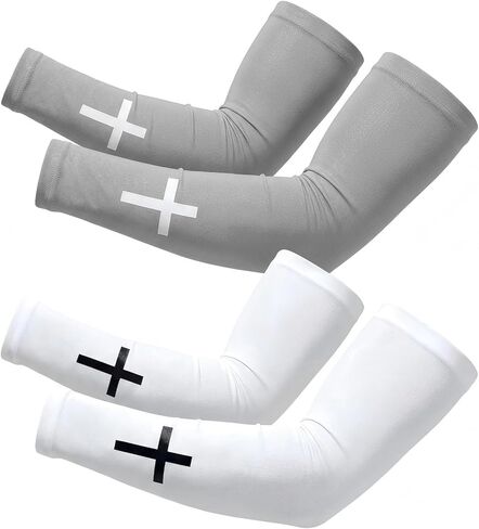 2 Pairs Christian Cross Compression Arm Sleeves, Sports Sleeves for Baseball, Running, Cycling Outdoor Sports in Saudi Arabia