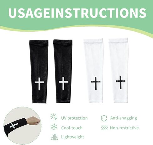 2 Pairs Christian Cross Compression Arm Sleeves, Sports Sleeves for Baseball, Running, Cycling Outdoor Sports in Saudi Arabia