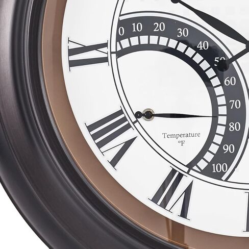ANDY STAR 24 Inch Outdoor Clocks Waterproof,Large Outdoor Wall Clocks for Patio with Thermometer, Weatherproof Illuminated Clock Battery Operated with Thermometer&Hygrometer,Oil Rubbed Bronze Black in Saudi Arabia