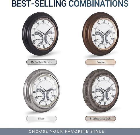 ANDY STAR 24 Inch Outdoor Clocks Waterproof,Large Outdoor Wall Clocks for Patio with Thermometer, Weatherproof Illuminated Clock Battery Operated with Thermometer&Hygrometer,Oil Rubbed Bronze Black in Saudi Arabia