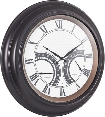 ANDY STAR 24 Inch Outdoor Clocks Waterproof,Large Outdoor Wall Clocks for Patio with Thermometer, Weatherproof Illuminated Clock Battery Operated with Thermometer&Hygrometer,Oil Rubbed Bronze Black in Saudi Arabia