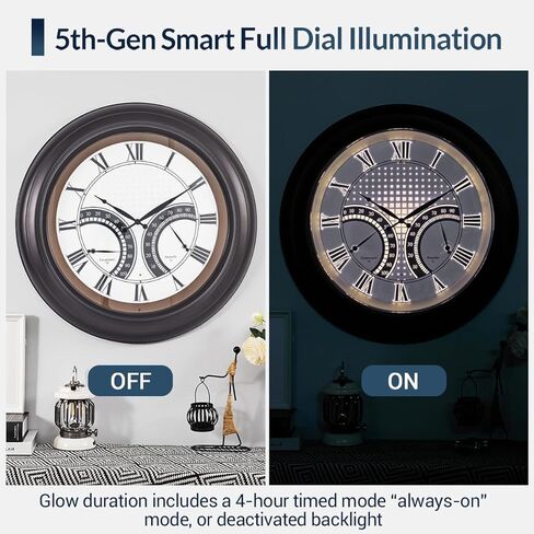 ANDY STAR 24 Inch Outdoor Clocks Waterproof,Large Outdoor Wall Clocks for Patio with Thermometer, Weatherproof Illuminated Clock Battery Operated with Thermometer&Hygrometer,Oil Rubbed Bronze Black in Saudi Arabia