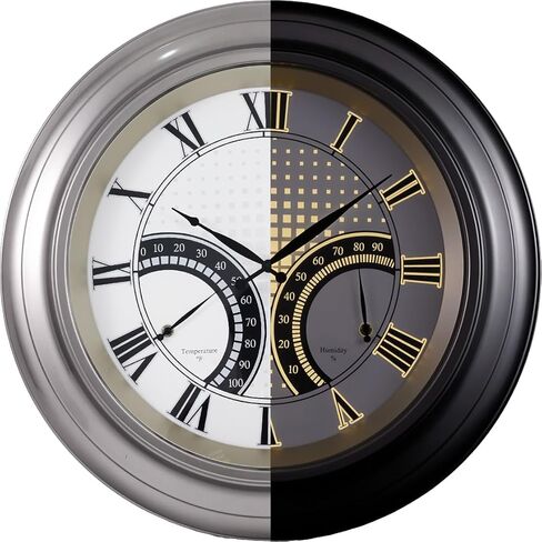 ANDY STAR 24 Inch Outdoor Clocks Waterproof,Large Outdoor Wall Clocks for Patio with Thermometer, Weatherproof Illuminated Clock Battery Operated with Thermometer&Hygrometer,Oil Rubbed Bronze Black in Saudi Arabia