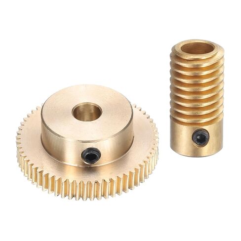 مجموعة تروس uxcell Worm Gear - 0.5 وحدة 20:1 معدل تخفيض 5 مم فتحة قطر عمود التروس وعجلة تروس قطر فتحة 4 مم 20T صندوق تروس (نحاس) in Kuwait