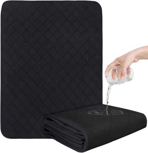 Washable Incontinence Bed Pads, Reusable Underpads for Kids, Adults, Elderly, Hospitals & Pets, Waterproof Bed Protector Pad for Bed, Sofa, Floor, Super Absorbent Bed Pee Pad 24" x 36"- Black in Kuwait