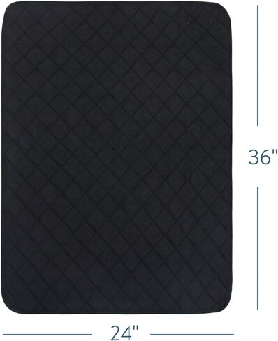 Washable Incontinence Bed Pads, Reusable Underpads for Kids, Adults, Elderly, Hospitals & Pets, Waterproof Bed Protector Pad for Bed, Sofa, Floor, Super Absorbent Bed Pee Pad 24" x 36"- Black in Kuwait