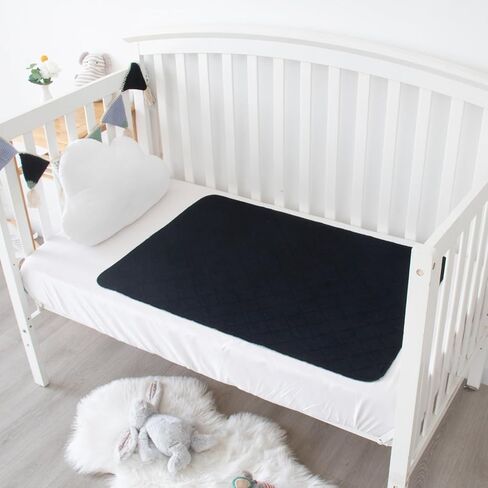 Washable Incontinence Bed Pads, Reusable Underpads for Kids, Adults, Elderly, Hospitals & Pets, Waterproof Bed Protector Pad for Bed, Sofa, Floor, Super Absorbent Bed Pee Pad 24" x 36"- Black in Kuwait