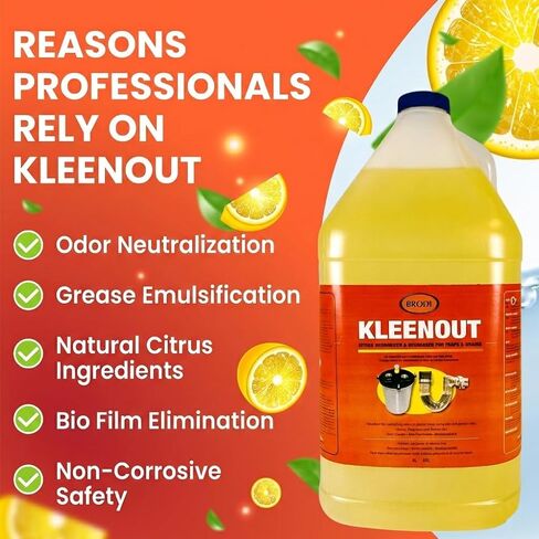 Kleenout - Citrus Deodorizer & Degreaser for Plaster Traps and Drains - Industrial strength treatment specifically designed for treating foul odors that occur in plaster traps - Used in professional dental practices in Kuwait