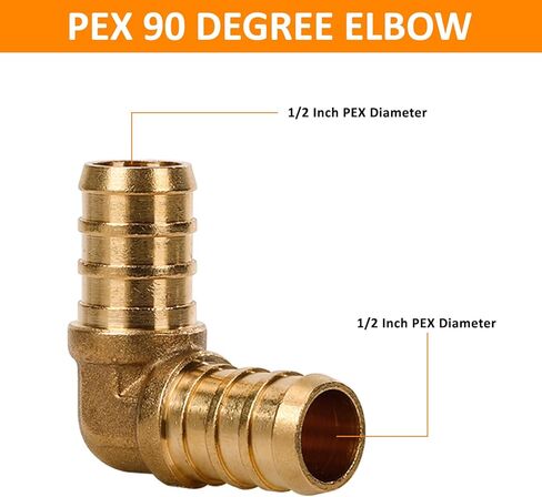 2 حزمة 1/2 بوصة 90 درجة الكوع تركيبات Pex لـ 1/2 بوصة Pex الأنابيب، لا تجعيد النحاس الرصاص in Kuwait