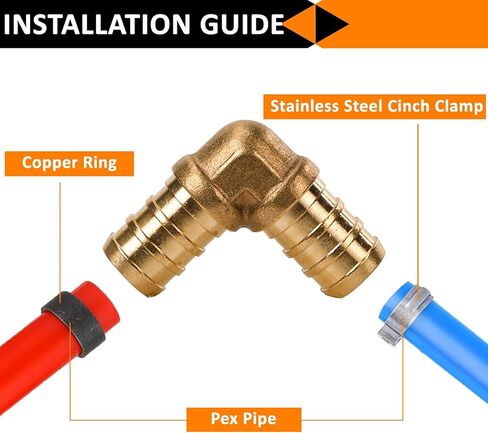2 حزمة 1/2 بوصة 90 درجة الكوع تركيبات Pex لـ 1/2 بوصة Pex الأنابيب، لا تجعيد النحاس الرصاص in Kuwait