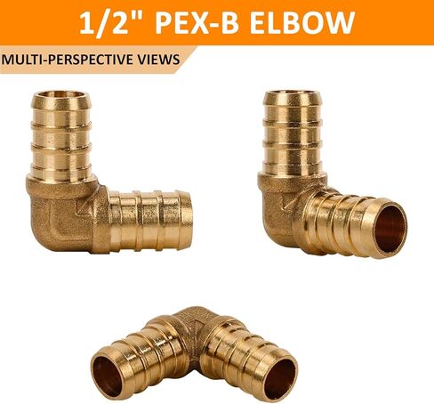 2 حزمة 1/2 بوصة 90 درجة الكوع تركيبات Pex لـ 1/2 بوصة Pex الأنابيب، لا تجعيد النحاس الرصاص in Kuwait