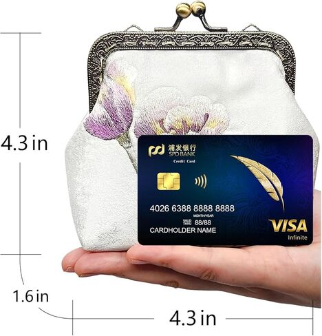 Embroidery Retro Buckle Coin Purse Kiss Lock Wallet(pink sakura) in Kuwait