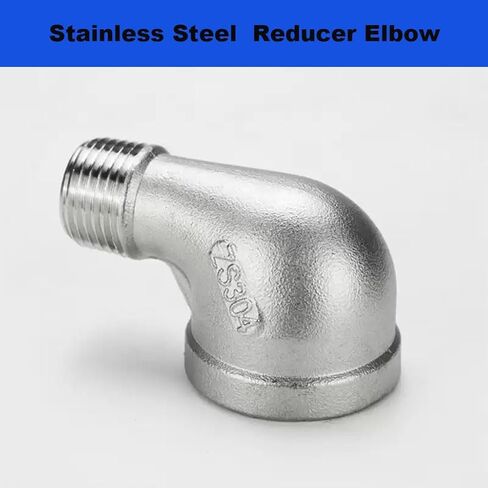 كوع مخفض من الفولاذ المقاوم للصدأ، 1/4 بوصة 3/8 بوصة 1/2 بوصة 3/4 بوصة 1 بوصة 1-1/4 بوصة أنثى إلى ذكر 90 درجة SS304 تجهيزات أنابيب توصيل الكوع، قطعة واحدة (1/2 بوصة إلى 3/8 بوصة) in Kuwait