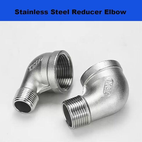 كوع مخفض من الفولاذ المقاوم للصدأ، 1/4 بوصة 3/8 بوصة 1/2 بوصة 3/4 بوصة 1 بوصة 1-1/4 بوصة أنثى إلى ذكر 90 درجة SS304 تجهيزات أنابيب توصيل الكوع، قطعة واحدة (1/2 بوصة إلى 3/8 بوصة) in Kuwait