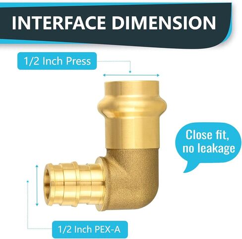 (Pack of 10) Seelink 3/4"Copper Press x 3/4"PEX Expansion Elbow, Brass Construction Fitting for Copper and Pex-A Pipe Connectione(PRESS097) in Saudi Arabia