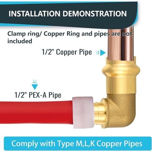 (Pack of 10) Seelink 3/4"Copper Press x 3/4"PEX Expansion Elbow, Brass Construction Fitting for Copper and Pex-A Pipe Connectione(PRESS097) in Saudi Arabia