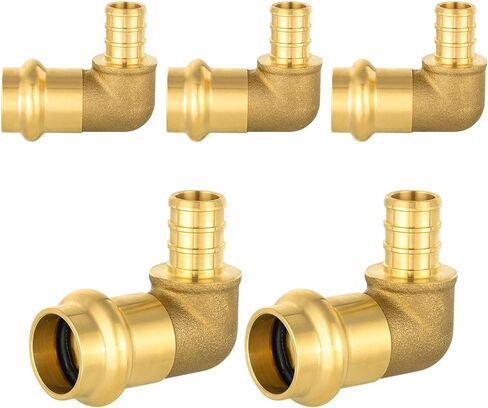 (Pack of 5) Seelink 1/2"Copper Press x 1/2"PEX Crimp Elbow, Brass Construction Fitting for Copper and Pex Pipe Connection(PRESS091-5Pack) in Saudi Arabia