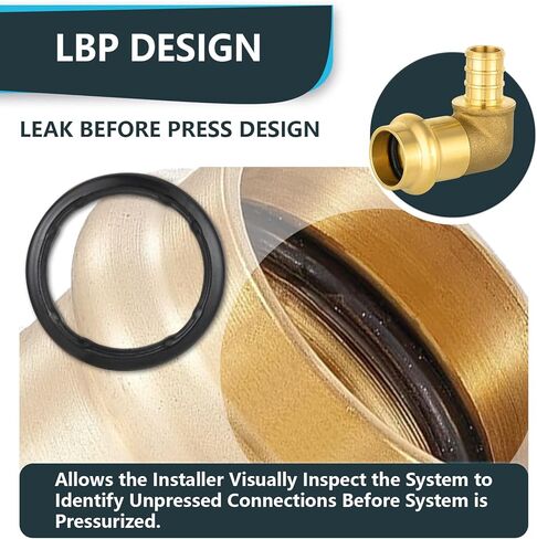 (Pack of 5) Seelink 1/2"Copper Press x 1/2"PEX Crimp Elbow, Brass Construction Fitting for Copper and Pex Pipe Connection(PRESS091-5Pack) in Saudi Arabia