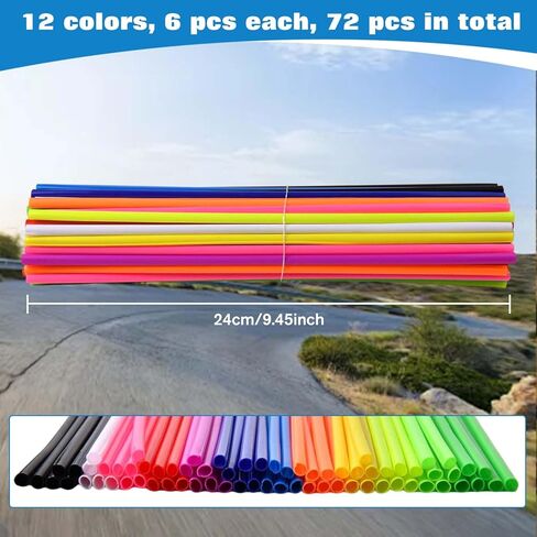 Spoke Skins Spoke Covers Universal 72Pcs Dirt Bikes Spokes Skins Wheel Wraps 12 Colors Bike Wheels Cover Decoration Protector for Dirt Pit Bike Motorcycle Bicycle Wheelchair Decoration in Saudi Arabia