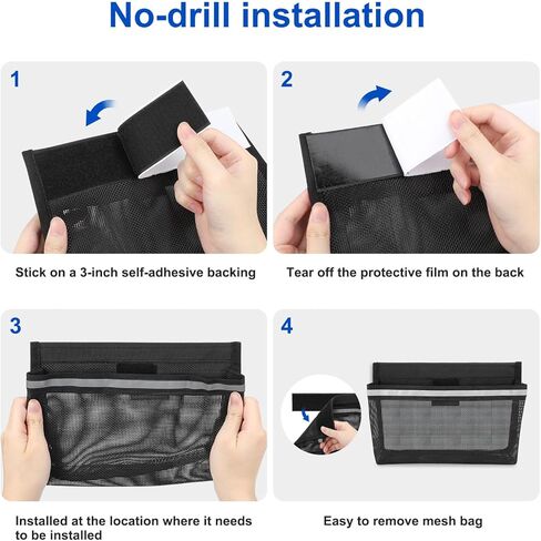 Linkstyle 3PCS Boat Storage Mesh Bag, Self Adhesive Marine Caddy Organizer with Reflective PVC Mesh Bag for Boat Cabin Deck RV Storage Accessories Waterproof in Saudi Arabia