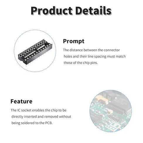 25 Pcs 24 Pin IC Socket,2.54mm Pitch Pins Narrow Body Soldering DIP IC Chip Socket Adaptor for PCB Board Design, Breadboard Project in Saudi Arabia