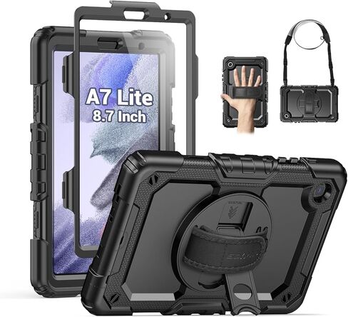 SEYMAC Case for Samsung Galaxy Tab S10 FE+/ S10 FE Plus 5G 13.1″ 2025, Heavy Duty Full-Body Shockproof Protective Case with Screen Protector, Stand, Hand/Shoulder Strap and Pen Holder, Black in Kuwait