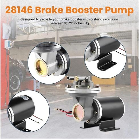 12 Volt Electrical Power Brake Booster Vacuum Pump W/Pressure Switch 18" To 22" Power Brake Booster Auxiliary Pump Assembly in Kuwait